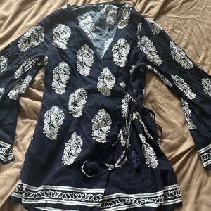 Women’s Navy and White Wrap Romper